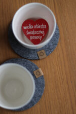 Podkładka filcowa w kształcie koła z serduszkiem dla WOŚP - obrazek 4